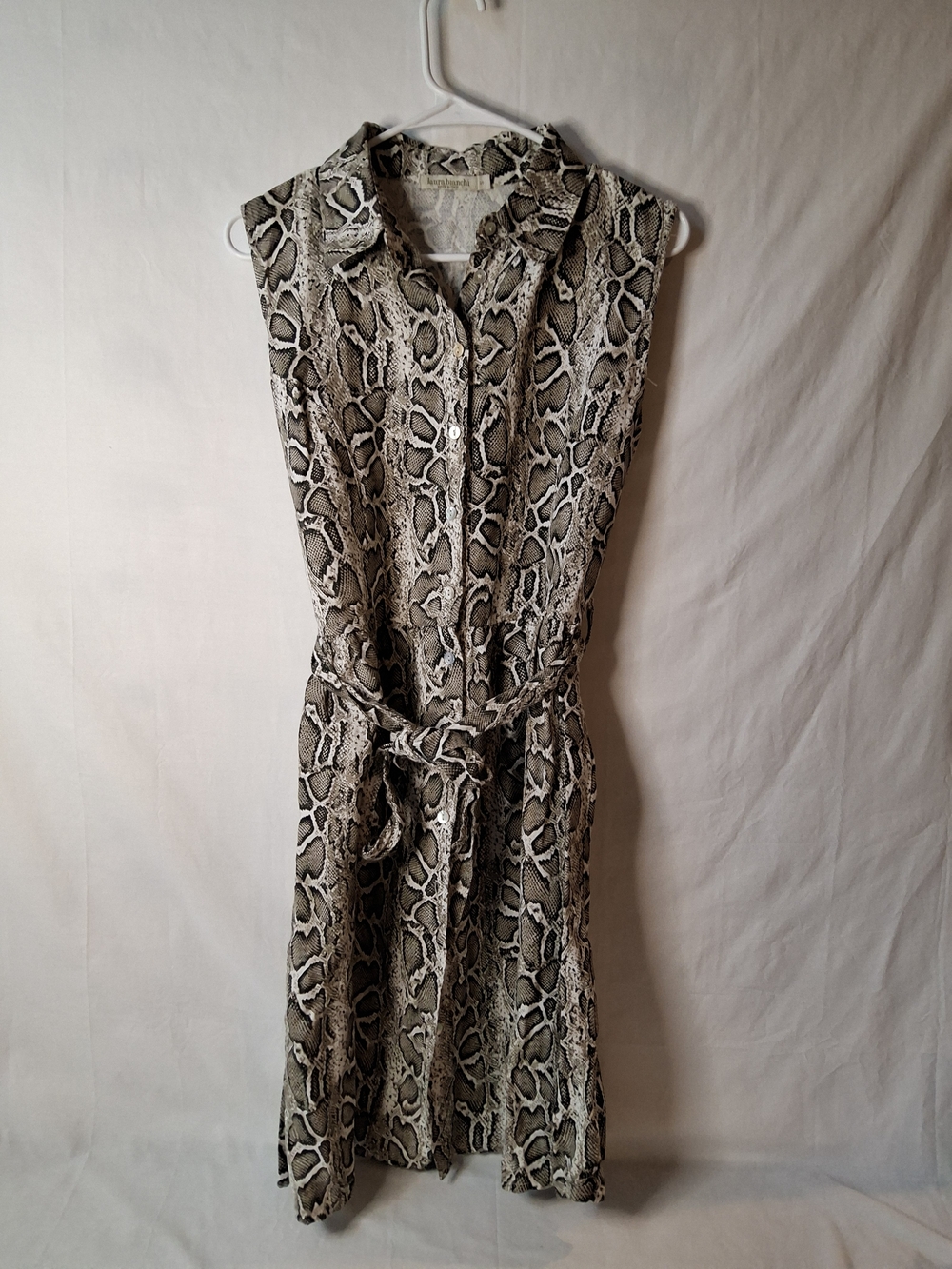 Sleeveless Snake-Print Midi Shirt Dress‎ in Brown and Black